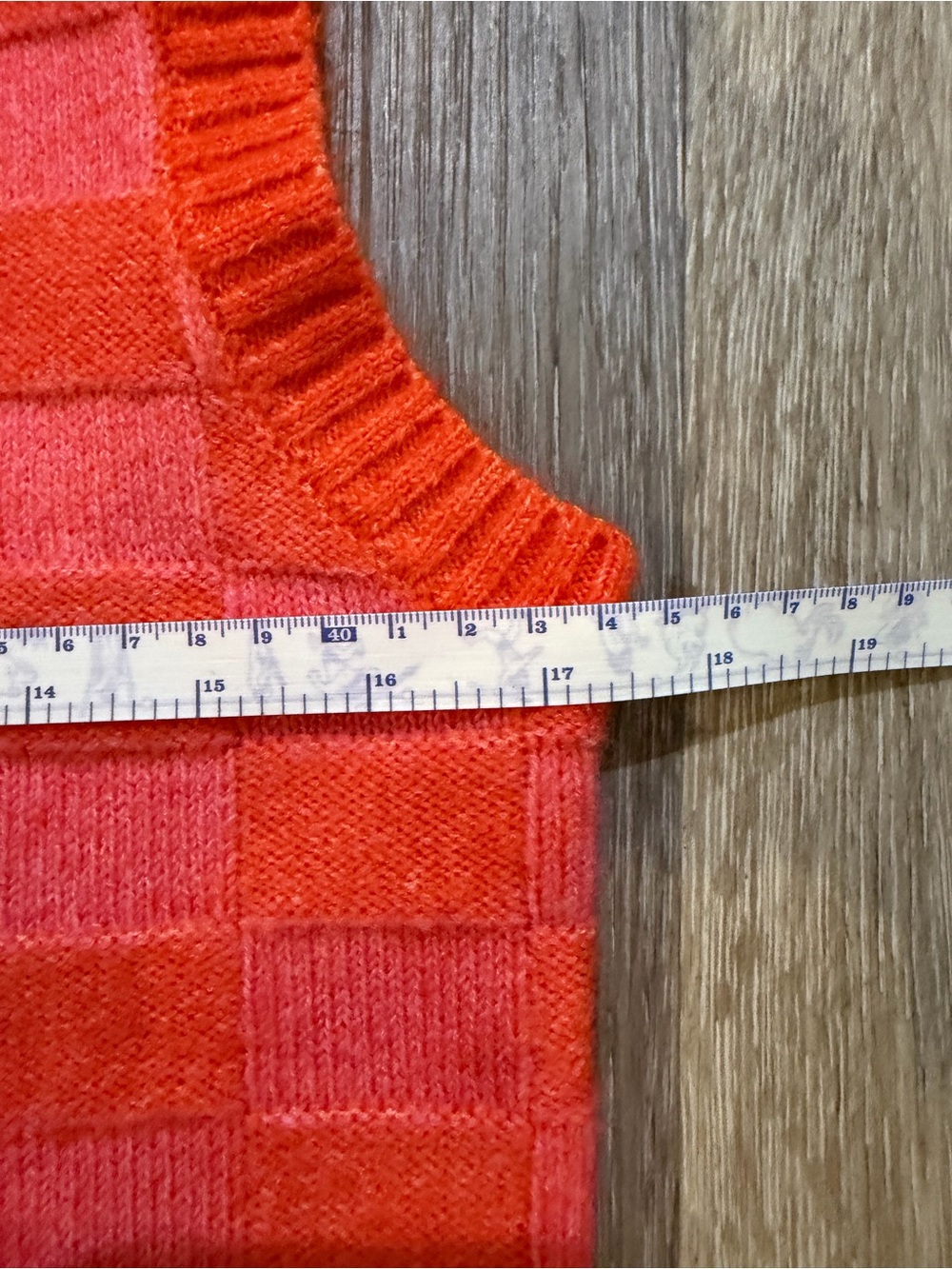 THML Pink and Orange Checker Knit V‑Neck Sweater Vest - Picture 4 of 5